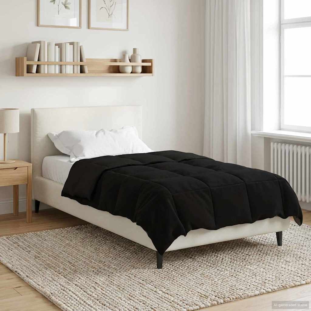Edredom de verão simples preto 140 x 220 cm microfibra
