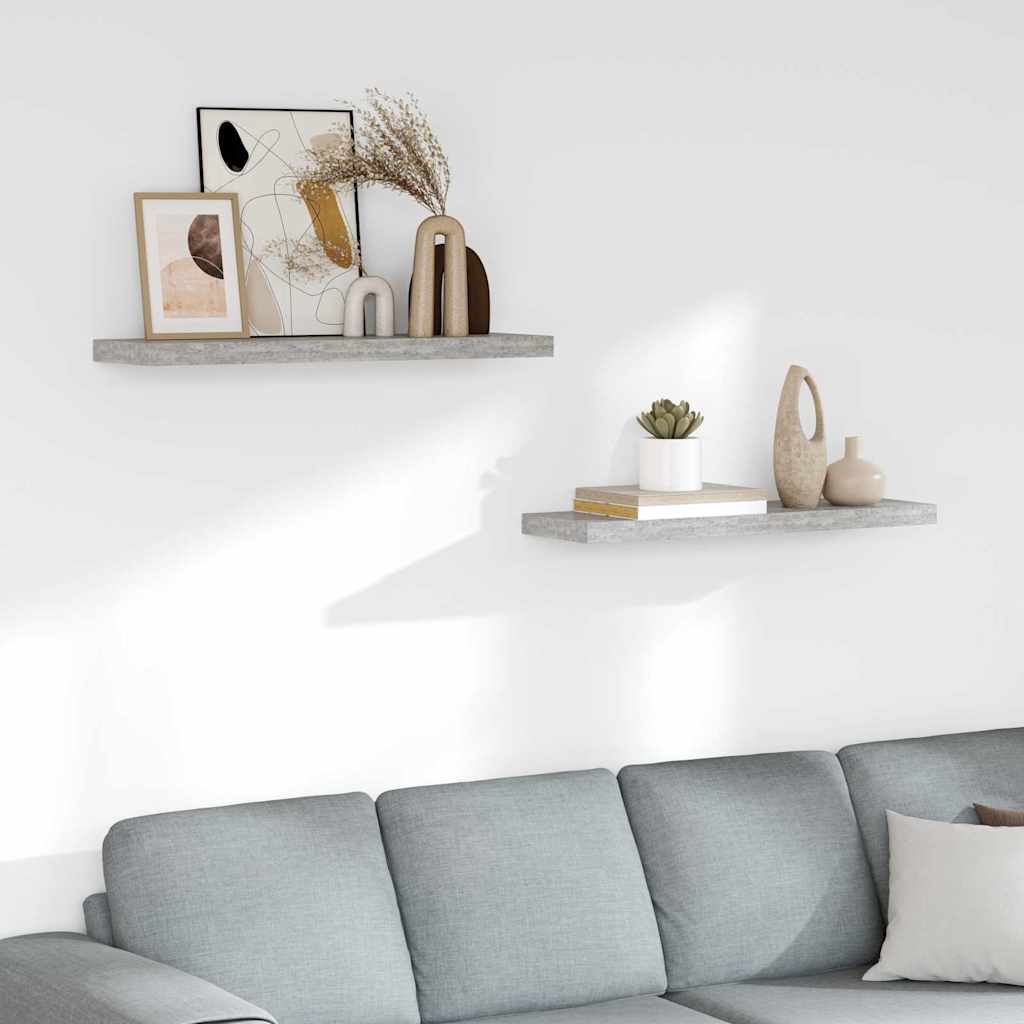 Prateleiras de parede 2 pcs 80x23,5x3,8cm MDF cinzento-cimento