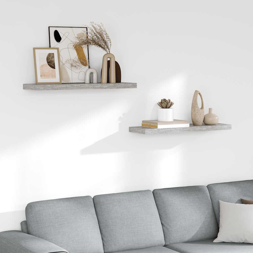 Prateleiras de parede 2 pcs 80x23,5x3,8cm MDF cinzento-cimento