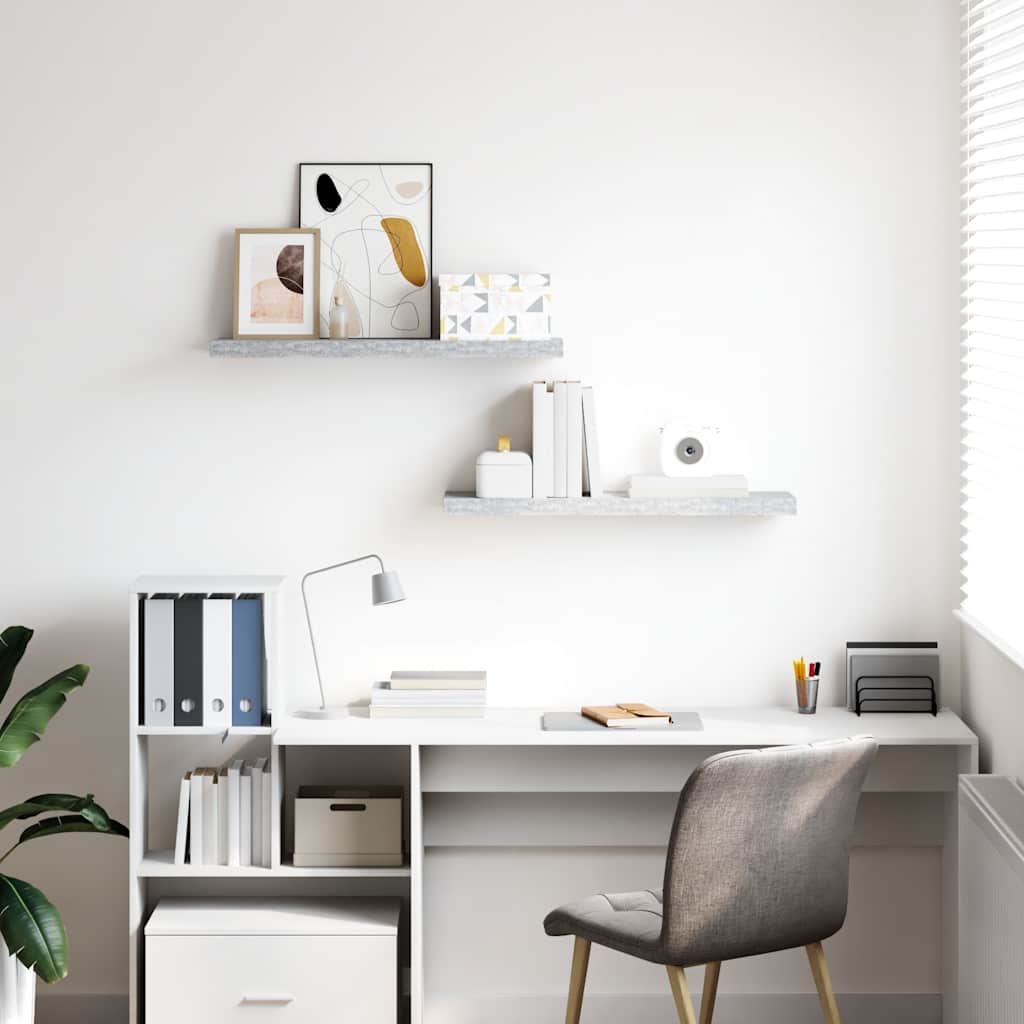 Prateleiras de parede 2 pcs 80x23,5x3,8cm MDF cinzento-cimento