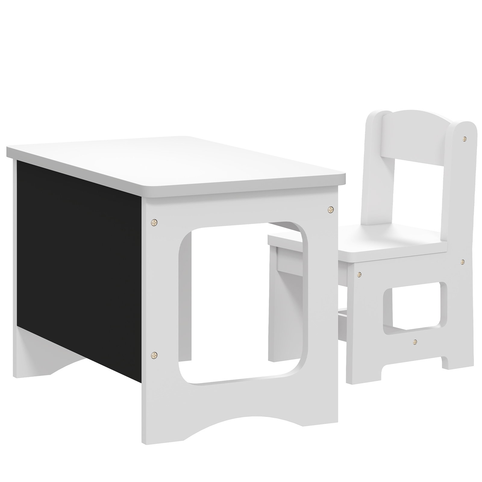 Mesa infantil com cadeira tampo reversível mesa e cadeira infantil com lousa para desenho crianças 3-6 anos branco