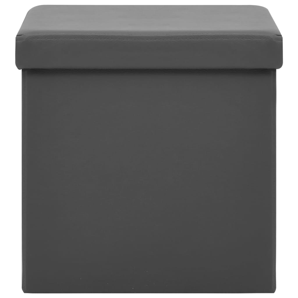 Bancos de arrumação dobráveis 2 pcs PVC cinzento