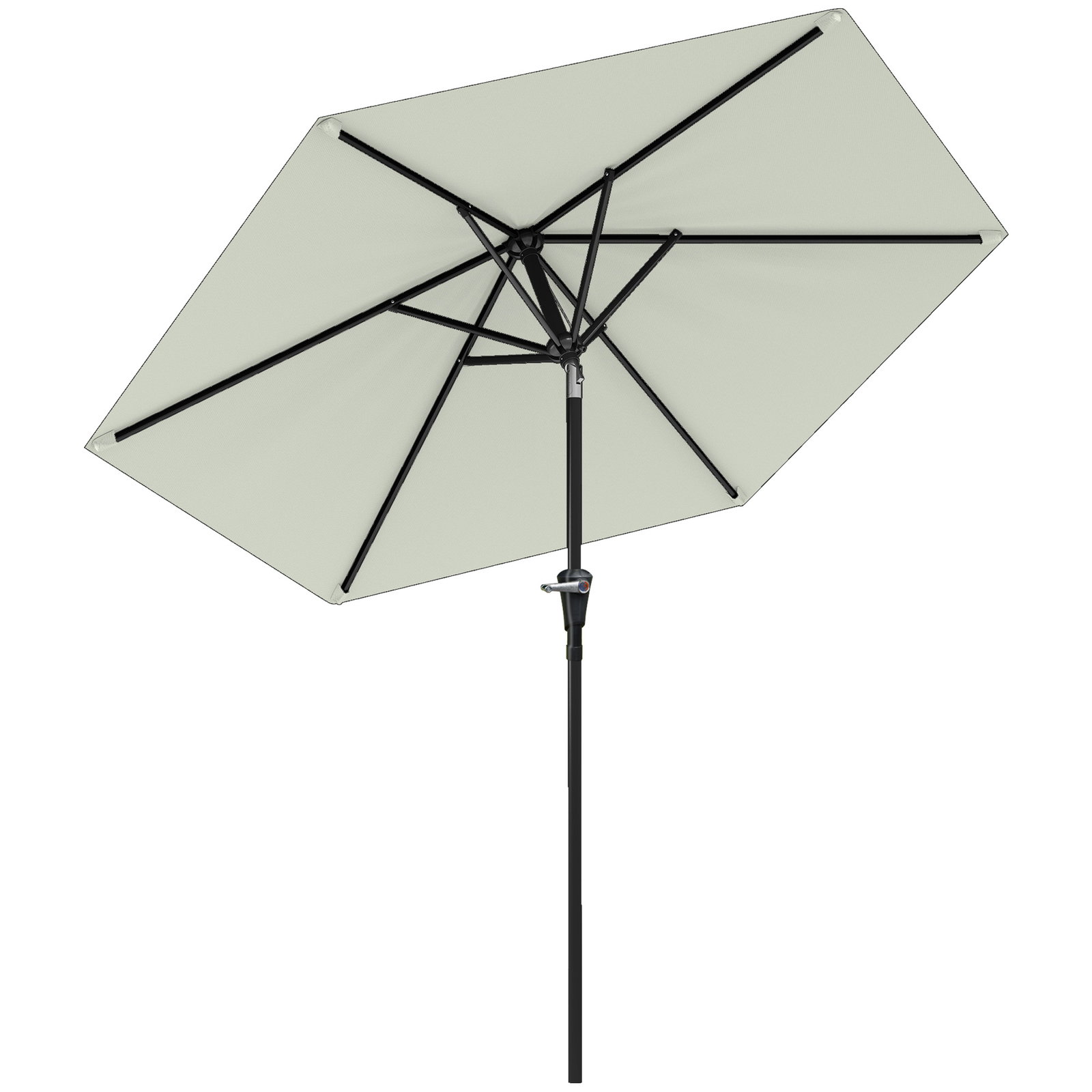 Chapéu de sol de jardim ø230x216 cm com teto ajustável abertura manual impermeável para terraço pátio piscina praia creme