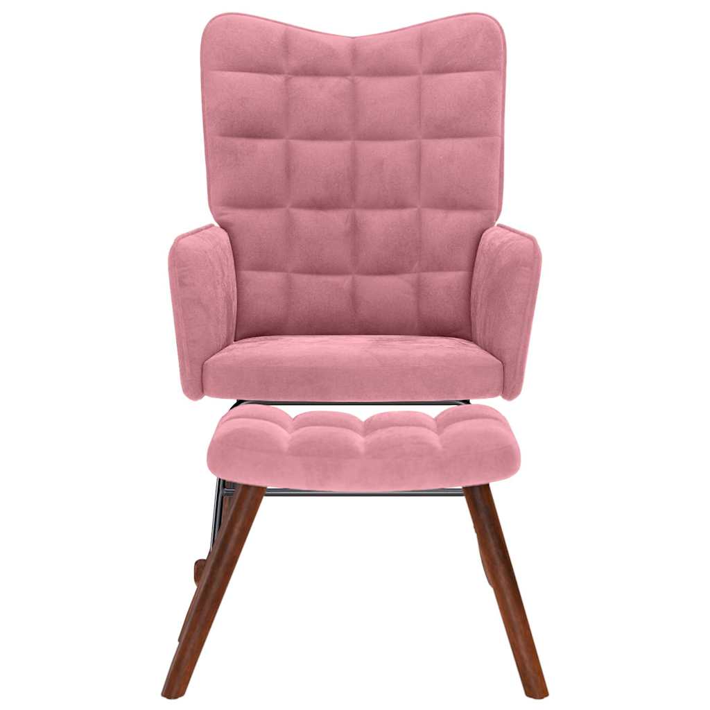 Cadeira de baloiço com banco veludo rosa