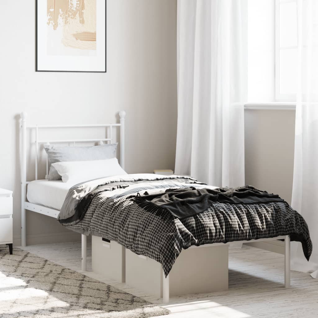 Estrutura de cama sem colchão com cabeceira 75x190 cm branco