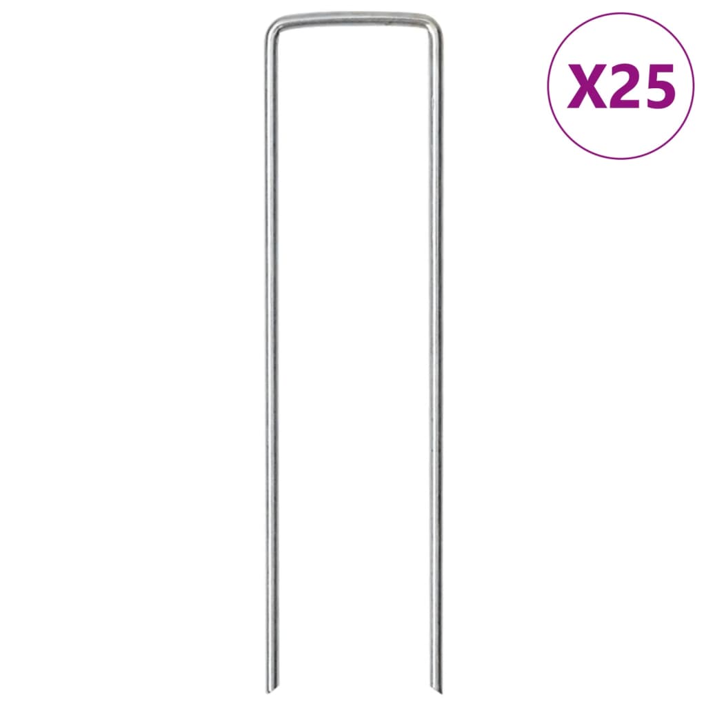 Cavilhas de terra em forma de u 25pcs 15x3,5 cm aço galvanizado