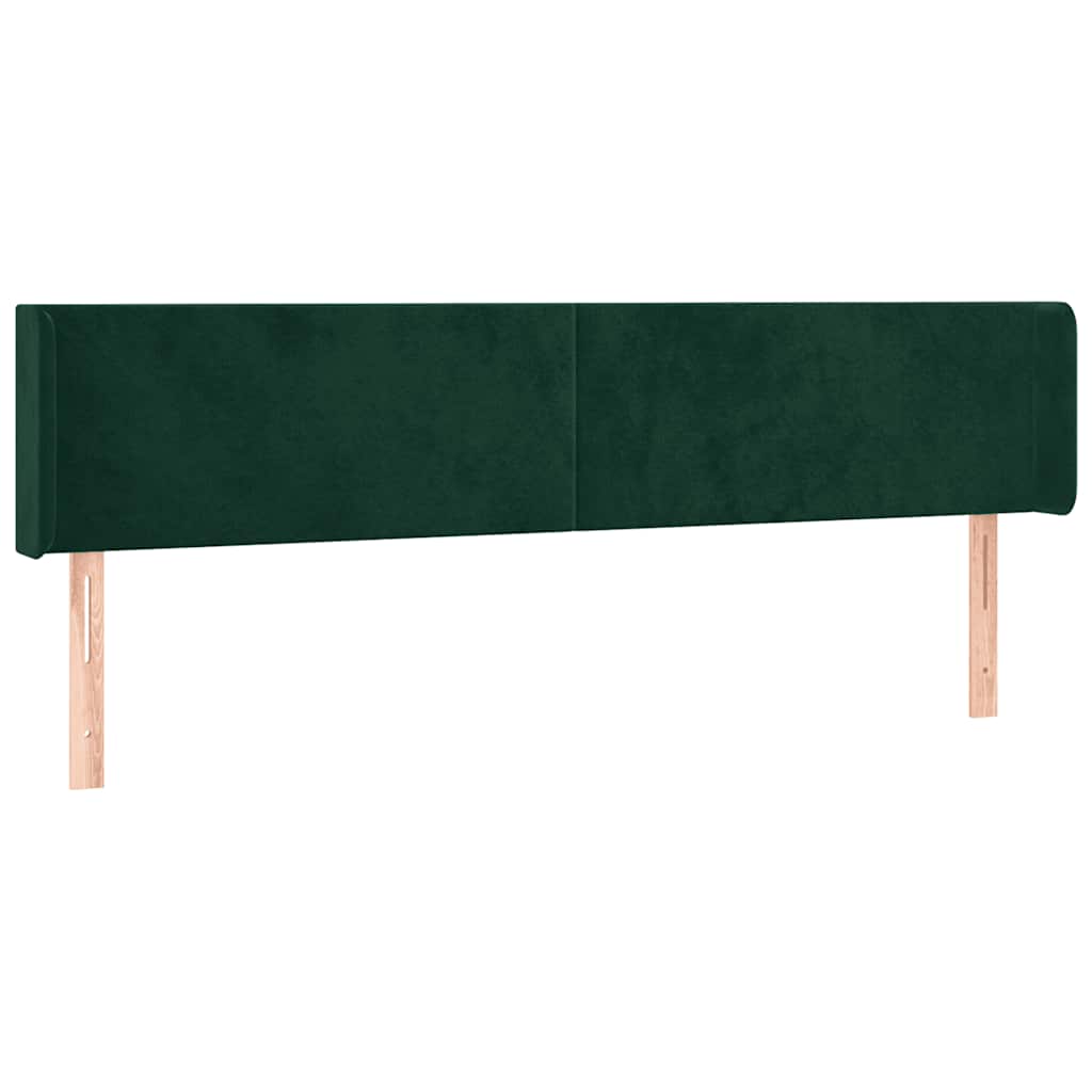 Cabeceira cama c/ luzes LED veludo 183x16x78/88 cm verde-escuro