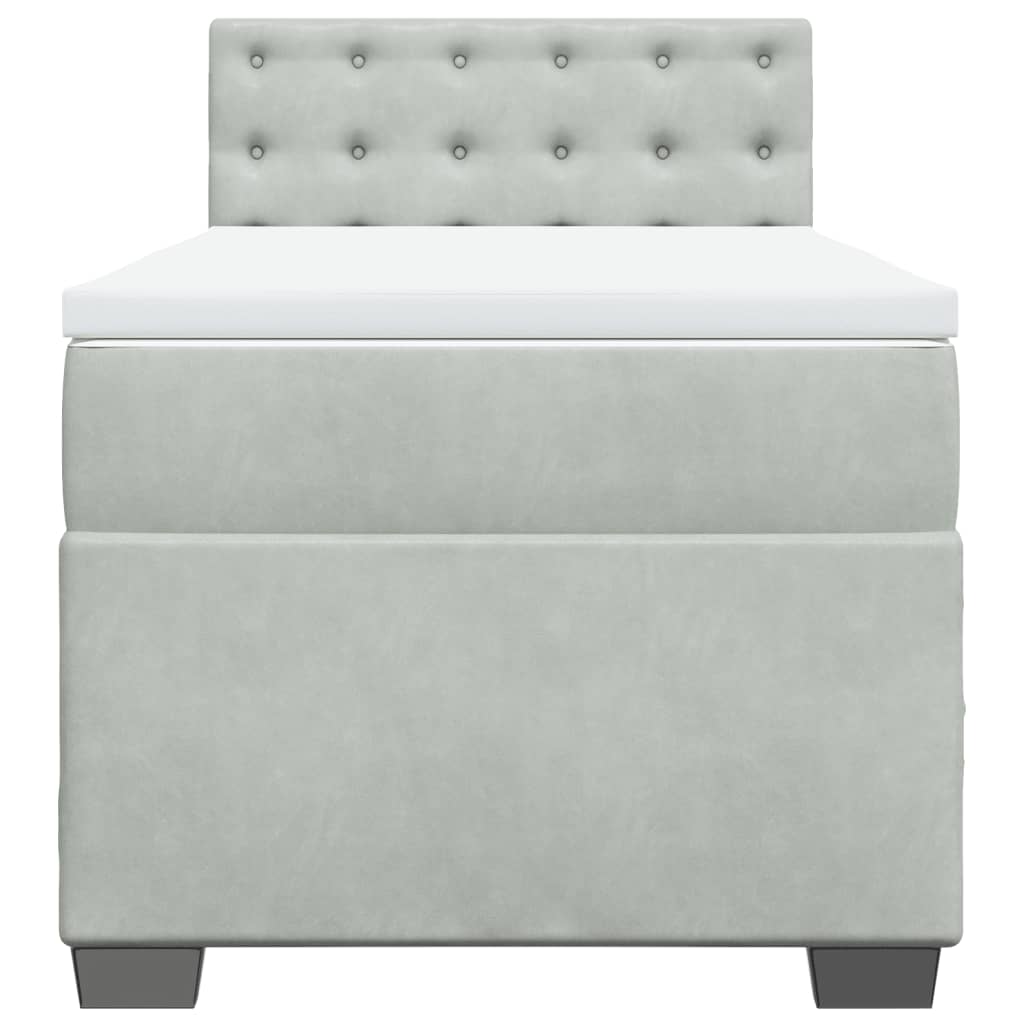 Cama com molas/colchão 90x190 cm veludo cinza-claro