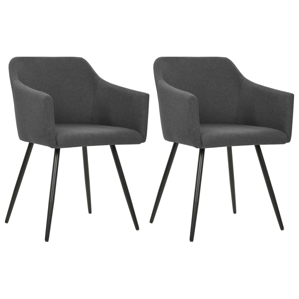 Cadeiras de jantar 2 pcs tecido cinzento-escuro