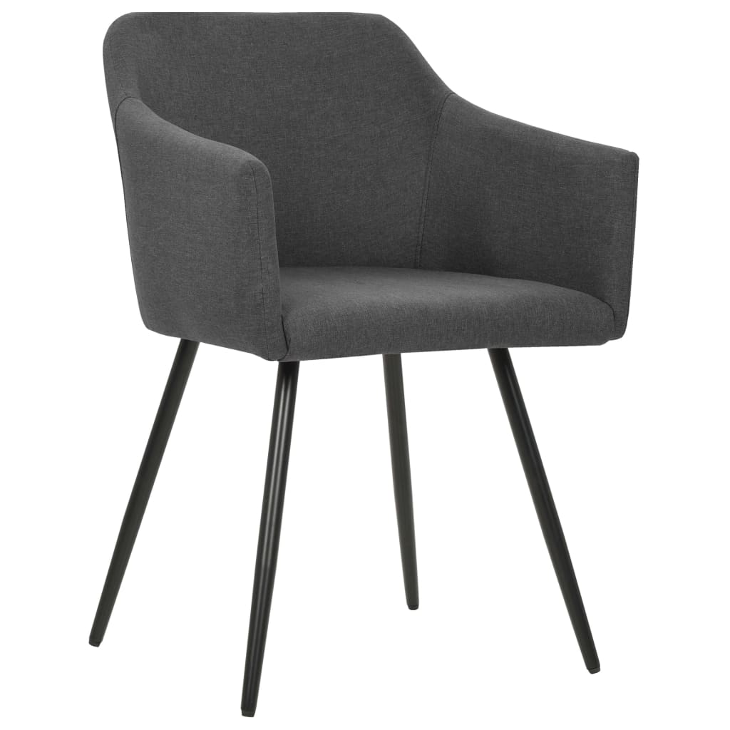 Cadeiras de jantar 2 pcs tecido cinzento-escuro