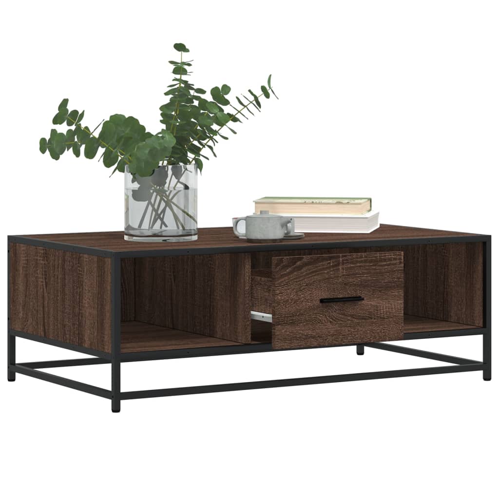 Mesa centro 100x57x35 cm deriv. madeira/metal carvalho castanho