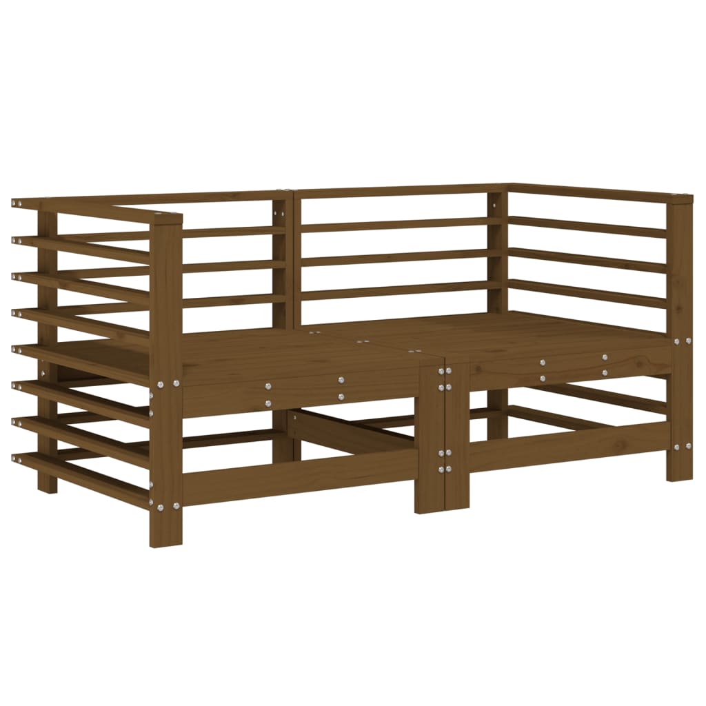Sofás de canto p/ jardim 2pcs madeira pinho maciça castanho-mel