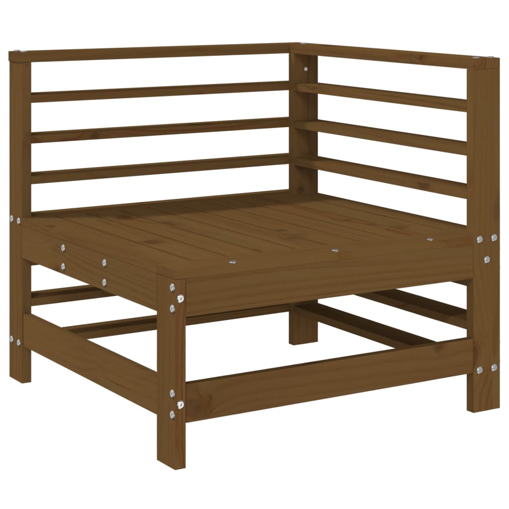 Sofás de canto p/ jardim 2pcs madeira pinho maciça castanho-mel