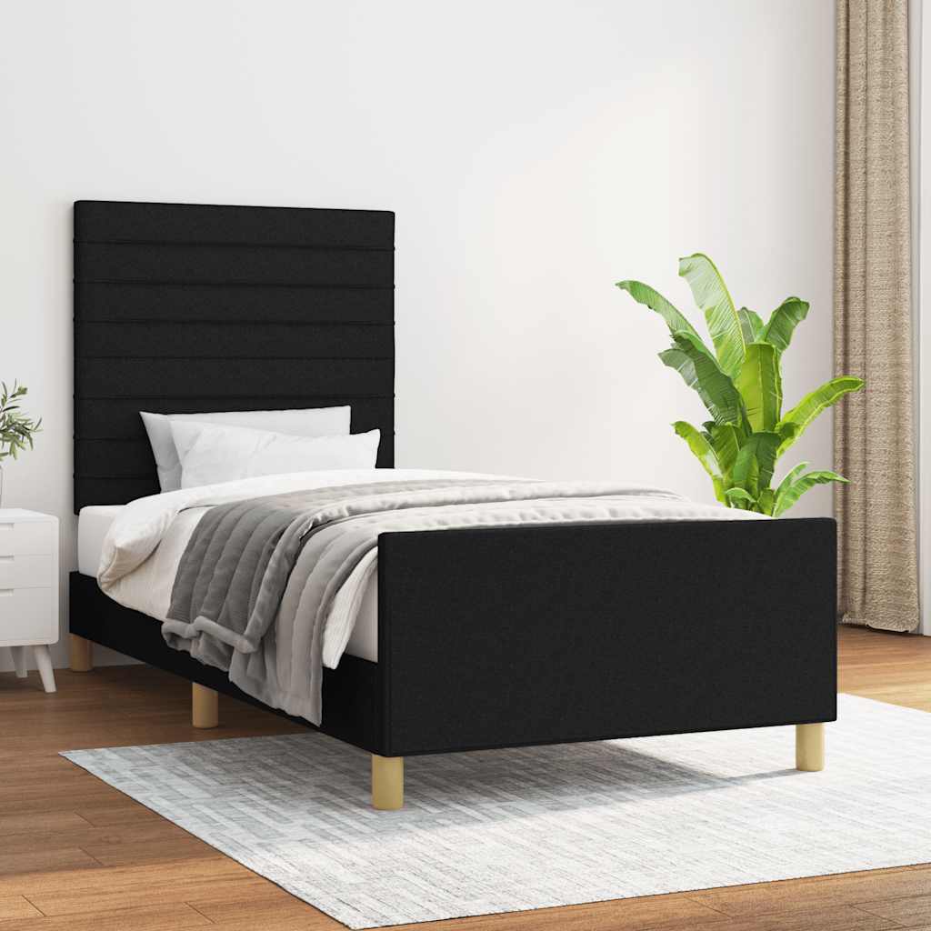 Estrutura de cama sem colchão 90x190 cm tecido preto