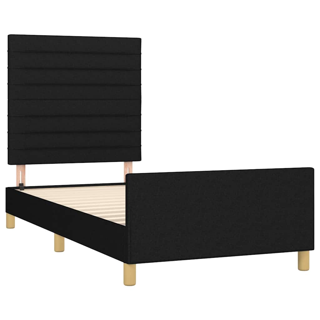 Estrutura de cama sem colchão 90x190 cm tecido preto