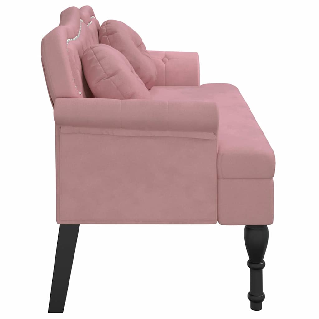 Banco com almofadões 120,5x65x75 cm veludo rosa