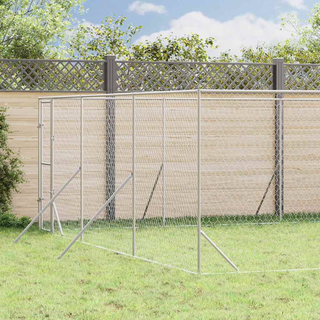 Canil de exterior 6x14x2 m aço galvanizado prateado