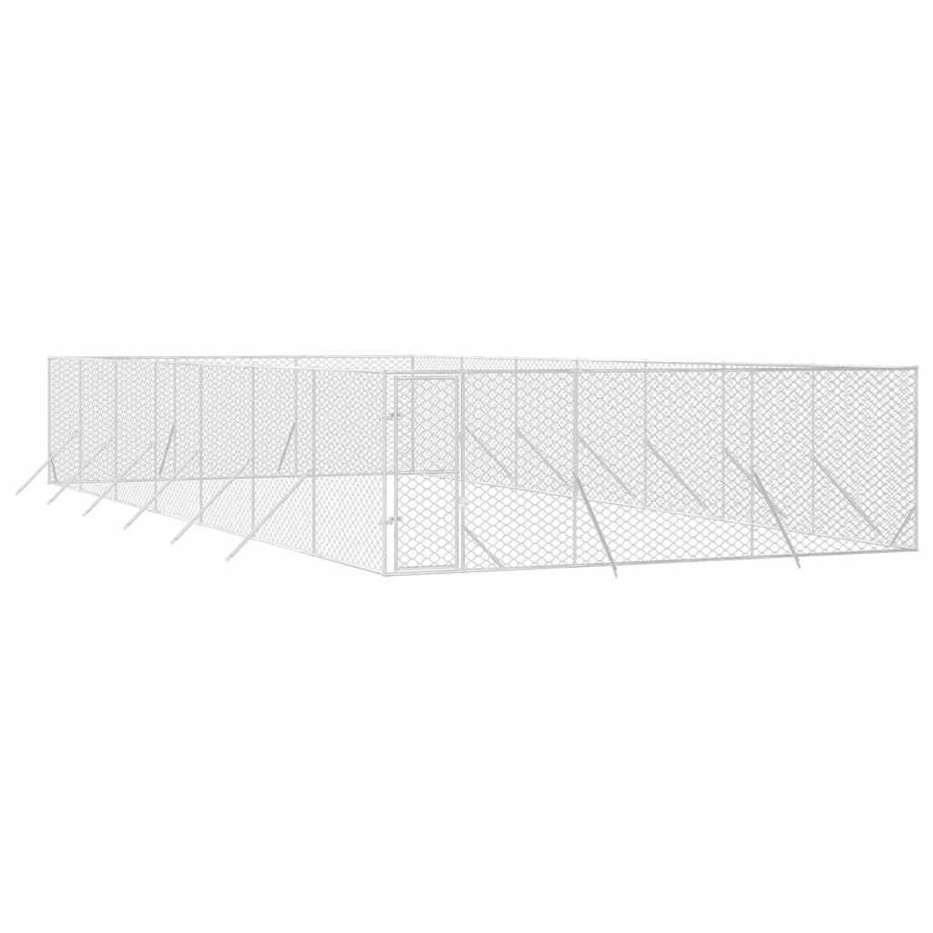 Canil de exterior 6x14x2 m aço galvanizado prateado
