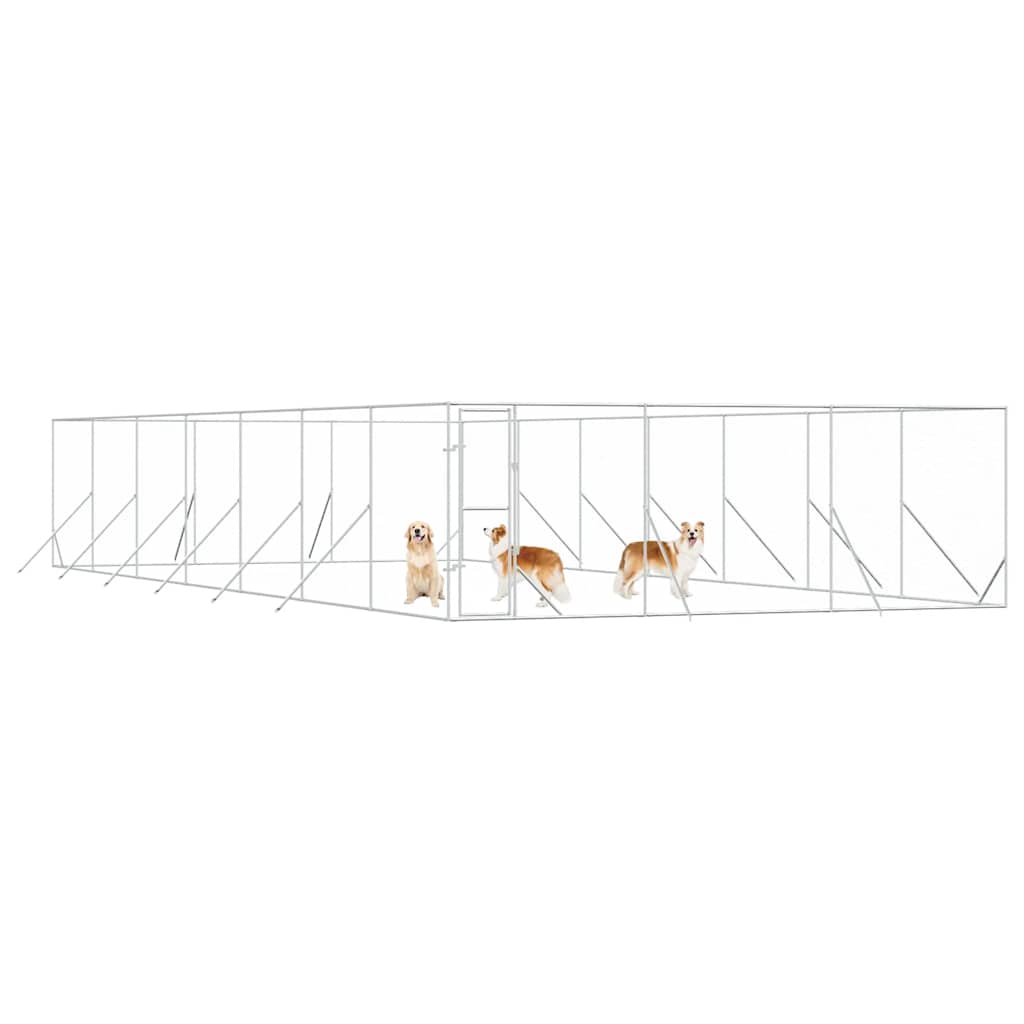 Canil de exterior 6x14x2 m aço galvanizado prateado