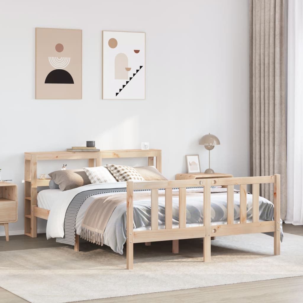 Estrutura de cama com cabeceira 120x200 cm pinho maciço