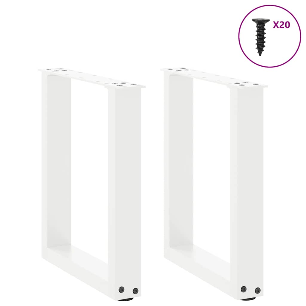 Pés para mesa de centro em formato de u, 2 peças, branco, 38x(42-43) cm, aço