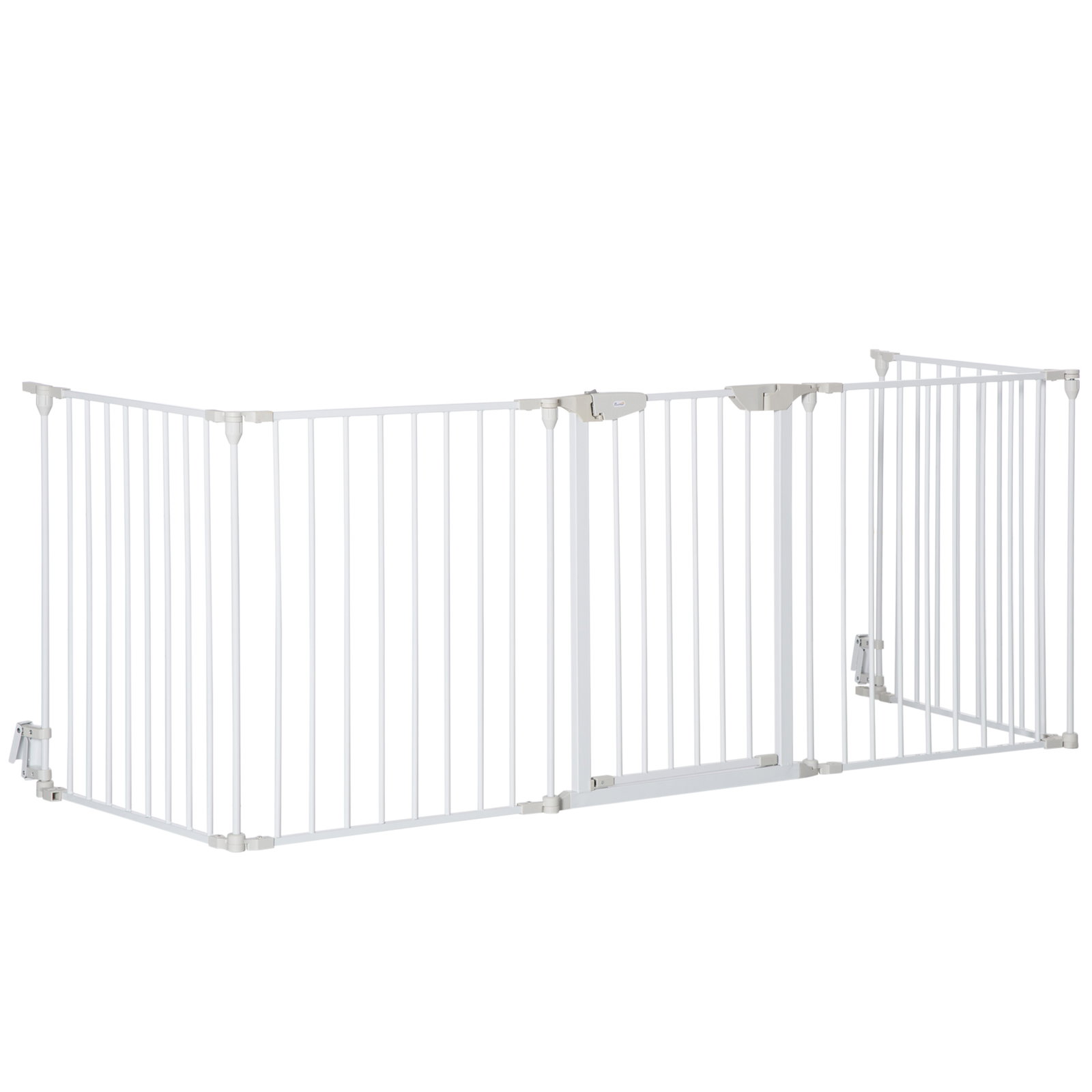 Barreira de segurança para animais de estimação barreira dobrável de 5 painéis com fechadura inteligente 300x74,5 cm branco