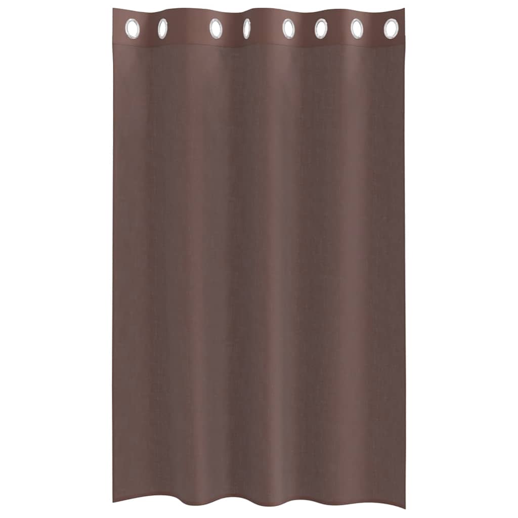 Cortinas de voile com ilhós 2 pcs castanho 140x175 cm