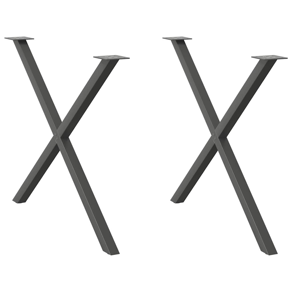 Pés para mesa de jantar em formato de x, 2 peças, antracite, 90x (72-73) cm, aço