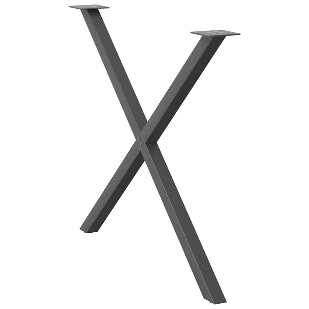 Pés para mesa de jantar em formato de x, 2 peças, antracite, 90x (72-73) cm, aço