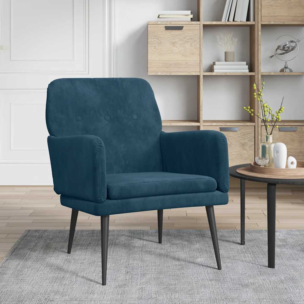 Cadeira c/ apoio de braços 62x79x79 cm veludo azul