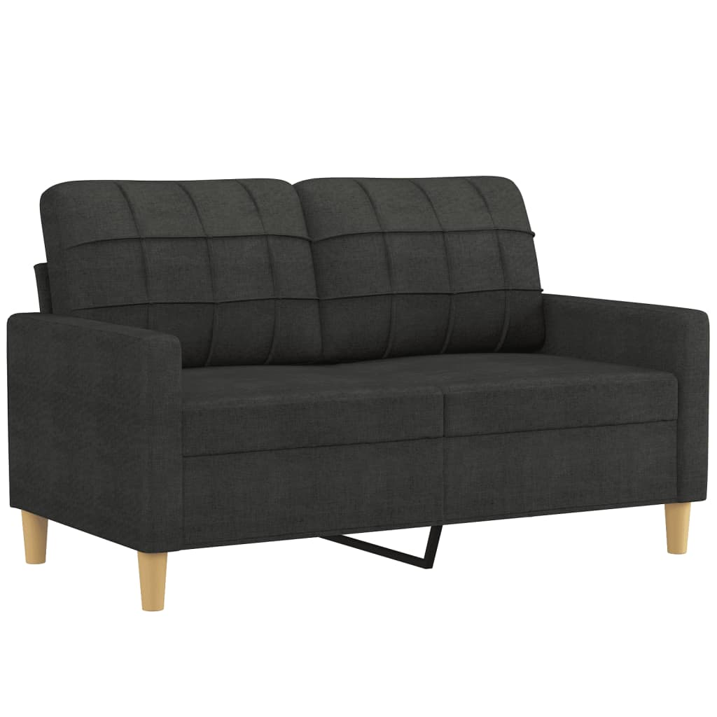 3 Pcs conjunto de sofás com almofadas tecido preto