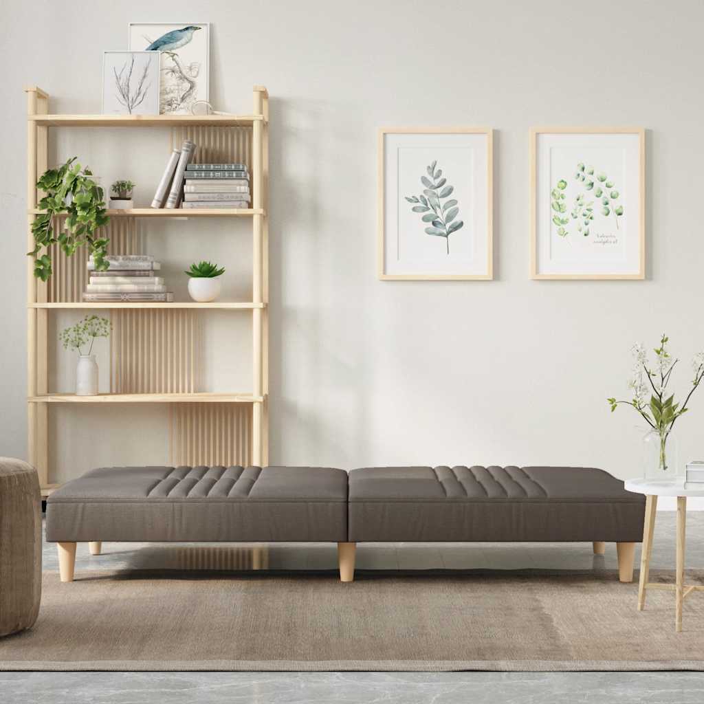 Sofá-cama tecido cinzento-acastanhado
