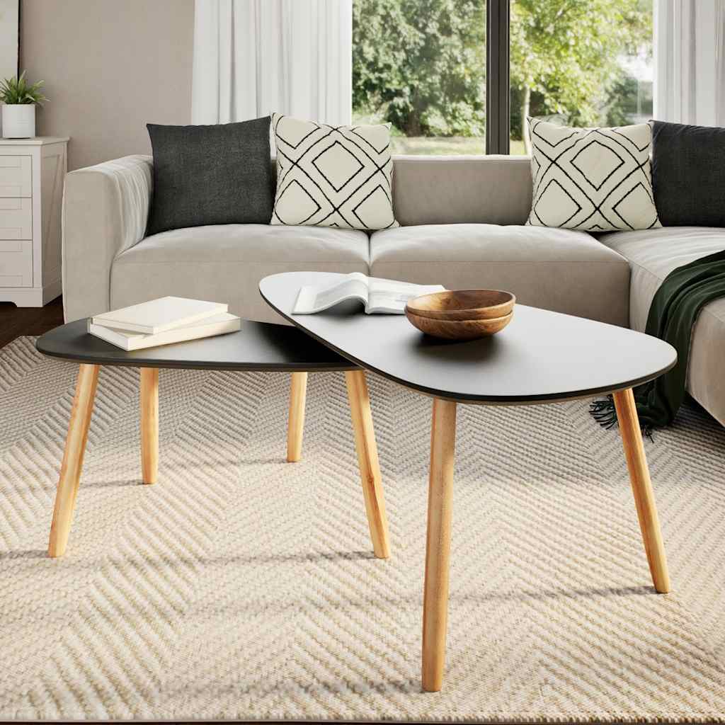 Conjunto mesas de centro 2 pcs pinho maciço preto