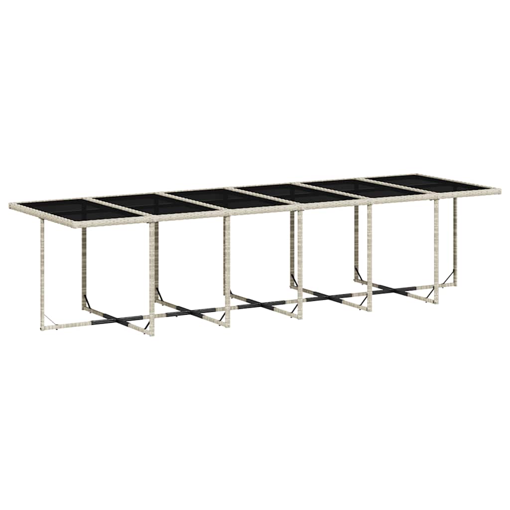 13 Pcs conj. jantar jardim c/ almofadões vime PE cinzento-claro