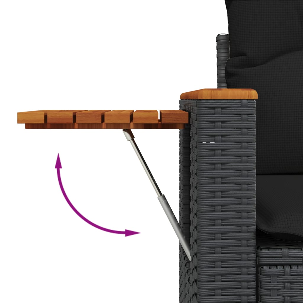 7 Pcs conjunto de sofás p/ jardim c/ almofadões vime PE preto