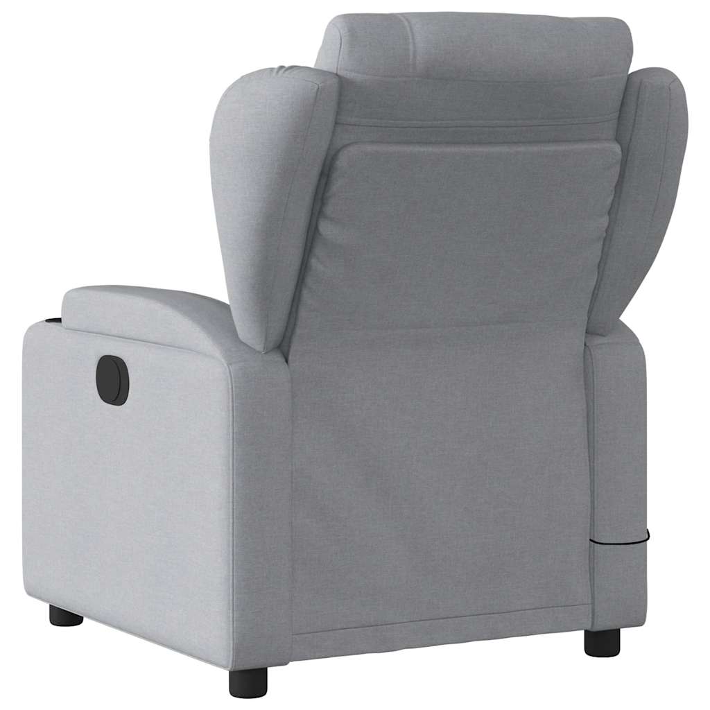 Poltrona de massagem reclinável em tecido cinza claro