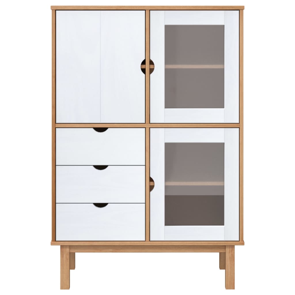 Armário alto otta 85x43x125 cm pinho maciço castanho/branco