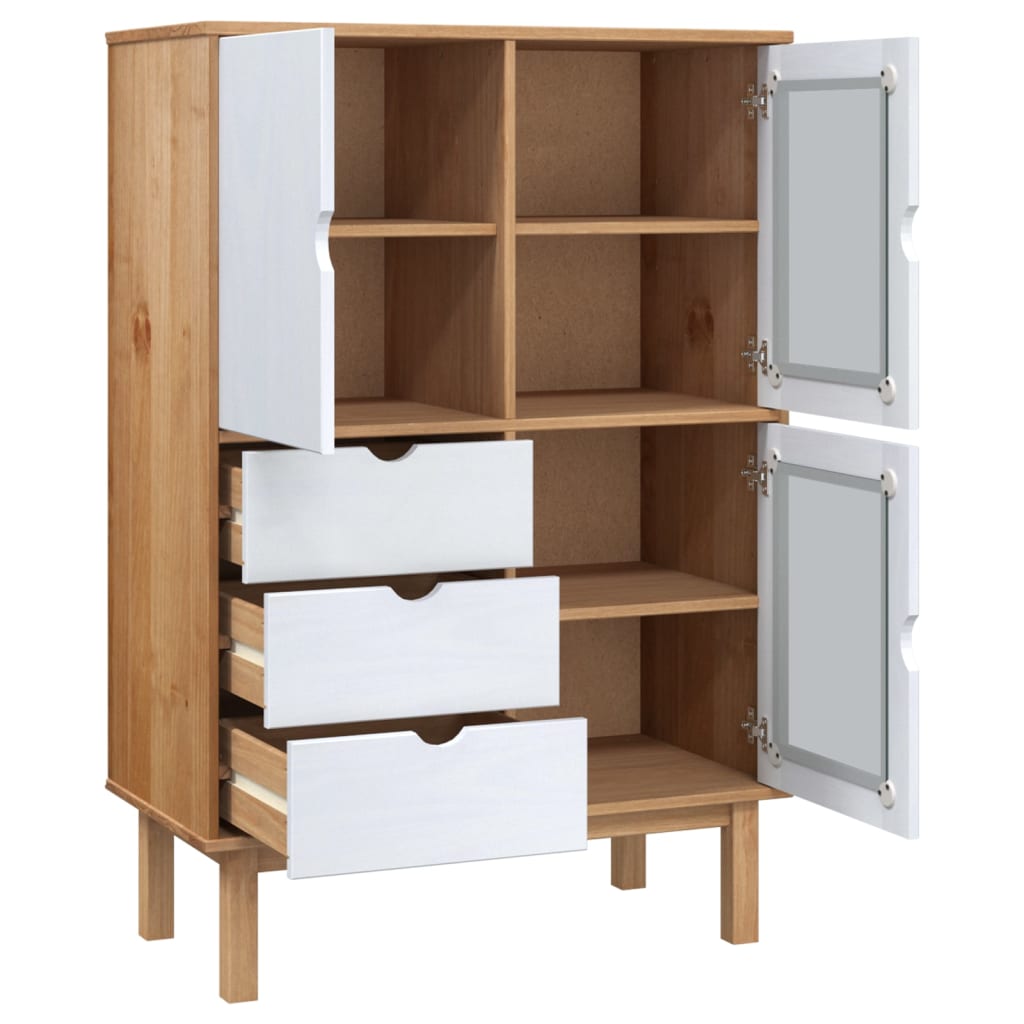 Armário alto otta 85x43x125 cm pinho maciço castanho/branco
