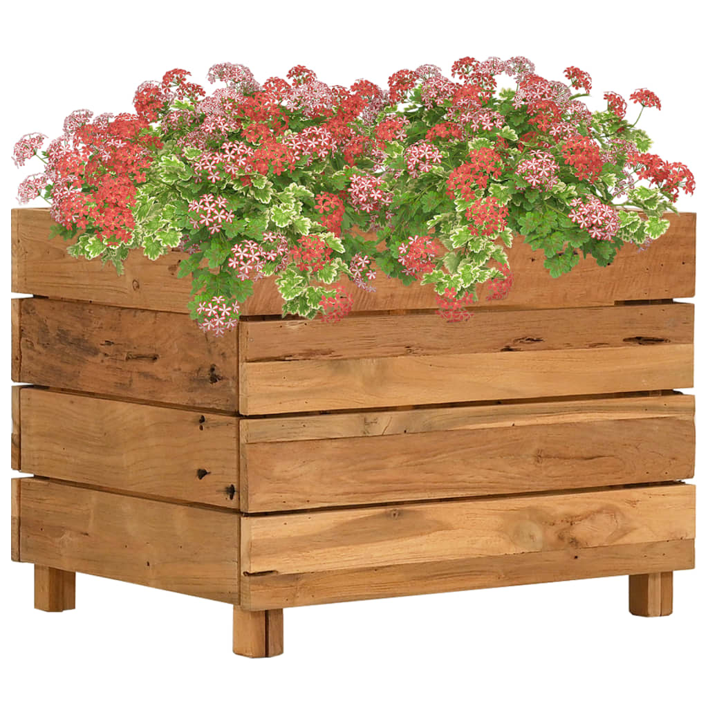 Vaso/floreira 50x40x38 cm madeira de teca reciclada e aço