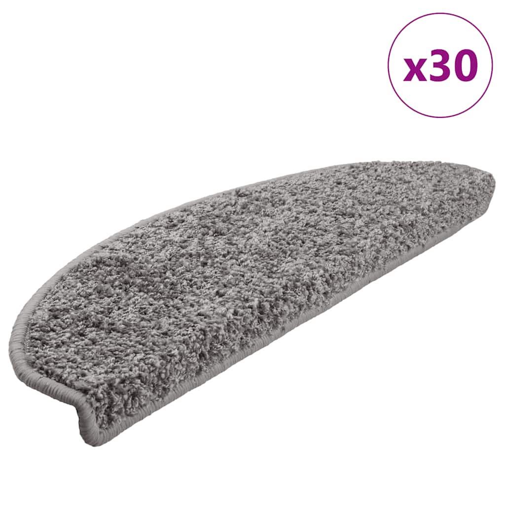 Tapetes de escada 30 peças 65x21x4 cm cinza semicircular grande