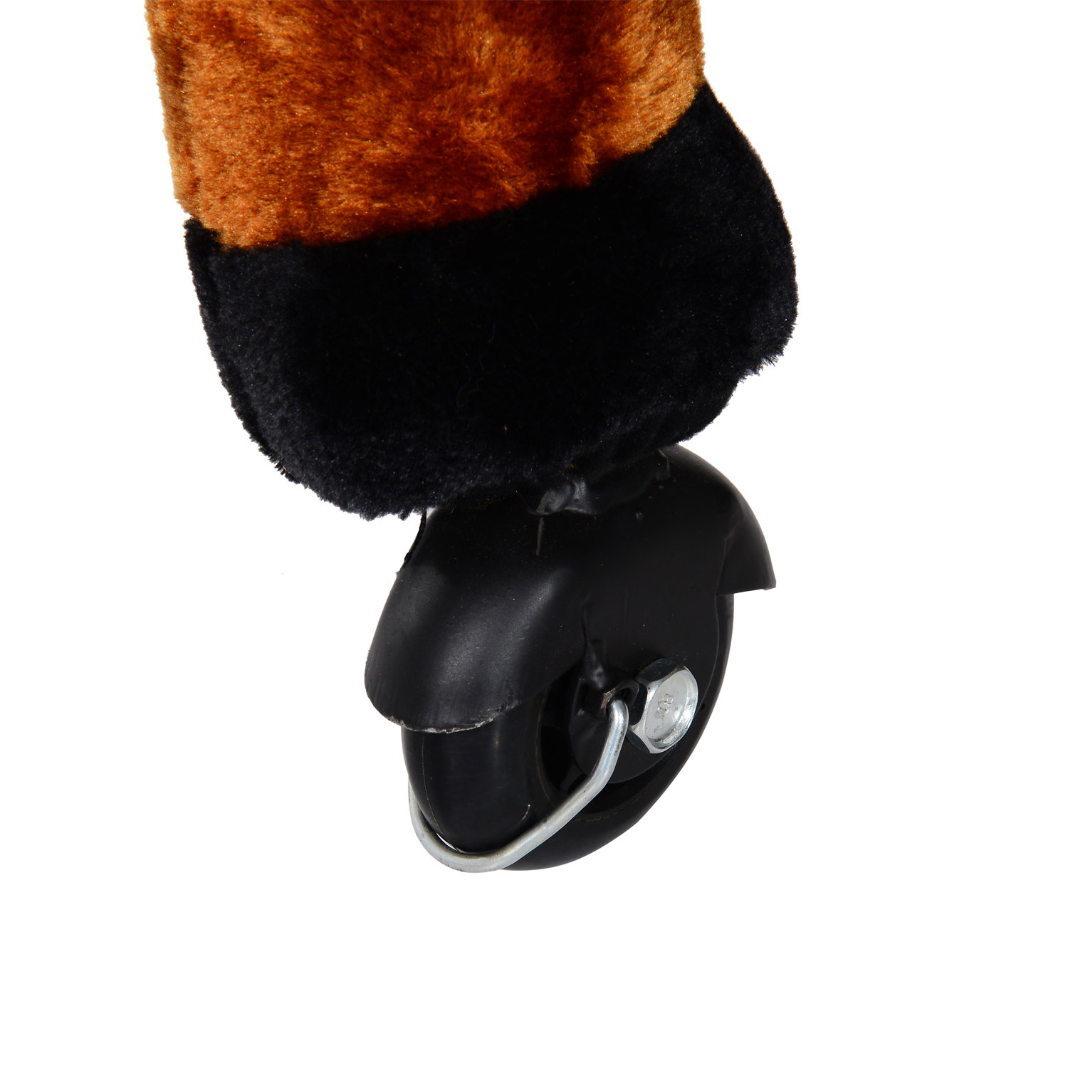 Cavalo de brinquedo para crianças de +3 anos com rodas sons e estrutura de metal carga 60kg 65x28x75 cm castanho