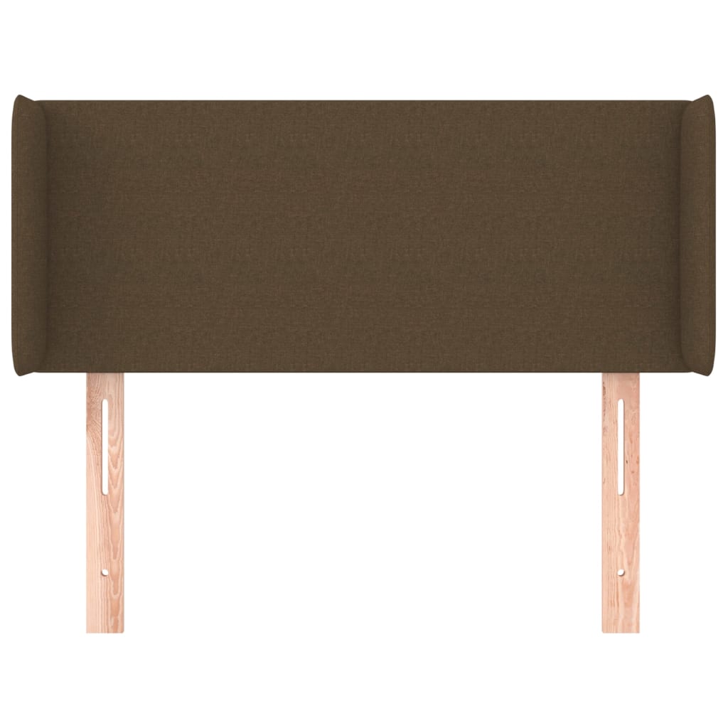 Cabeceira de cama c/ abas tecido 93x16x78/88 cm castanho-escuro