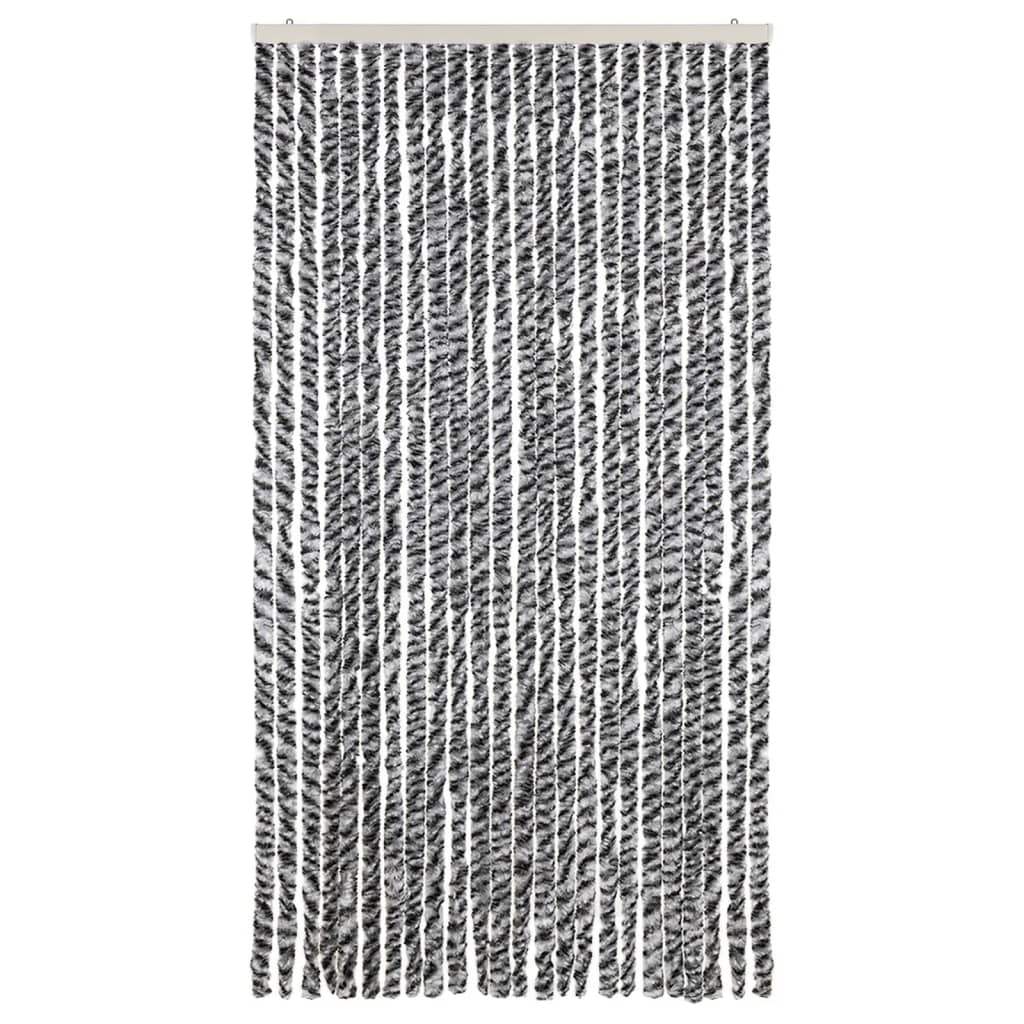 Cortina anti-insetos 100x220 cm chenille cinzento/preto/branco