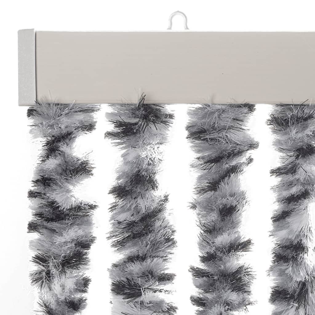 Cortina anti-insetos 100x220 cm chenille cinzento/preto/branco