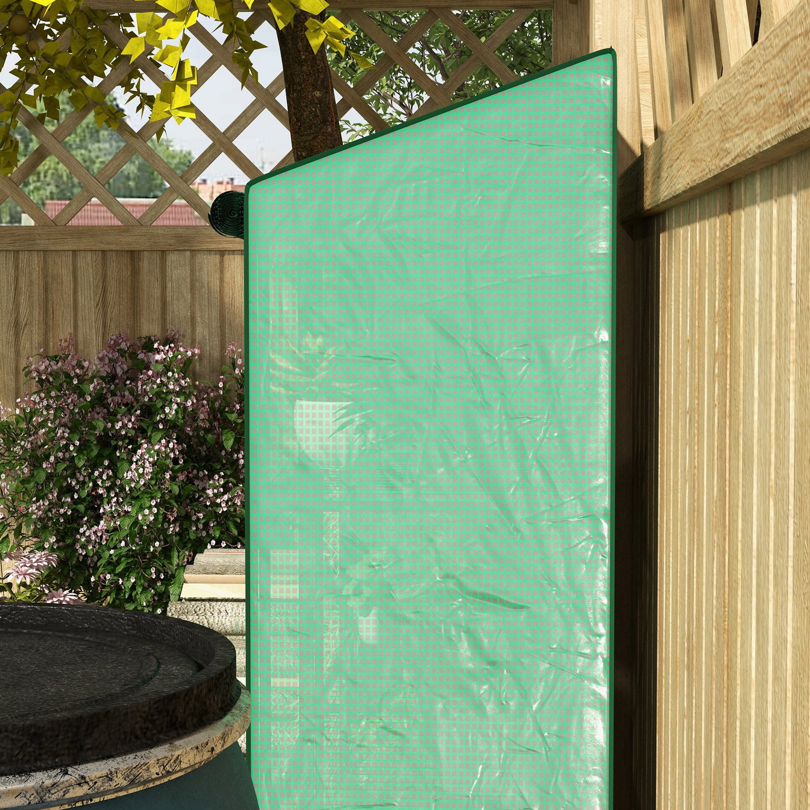 Estufa de jardim de 3 níveis estufa de terraço com prateleiras para cultivo de plantas em pátio 143x46x141/151 cm verde