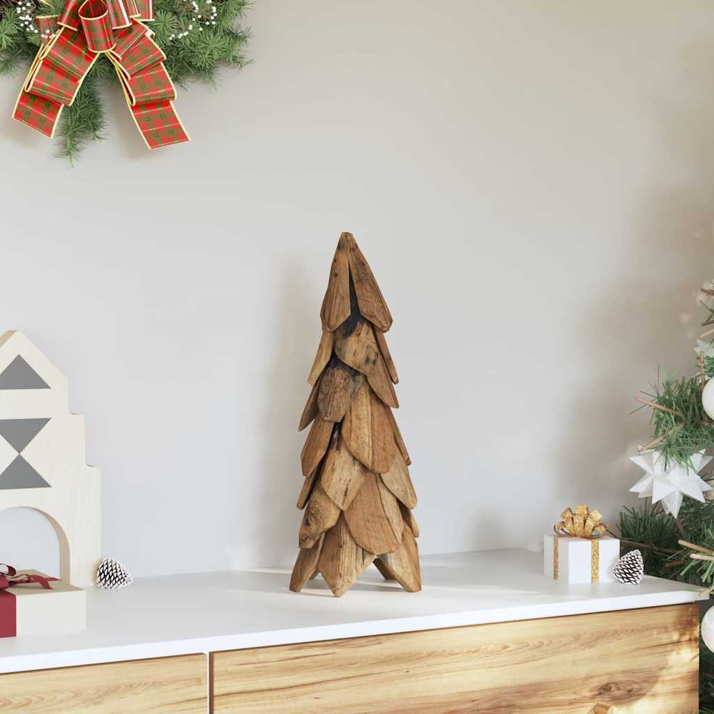 Árvore de natal castanho 51 cm madeira de teca maciça