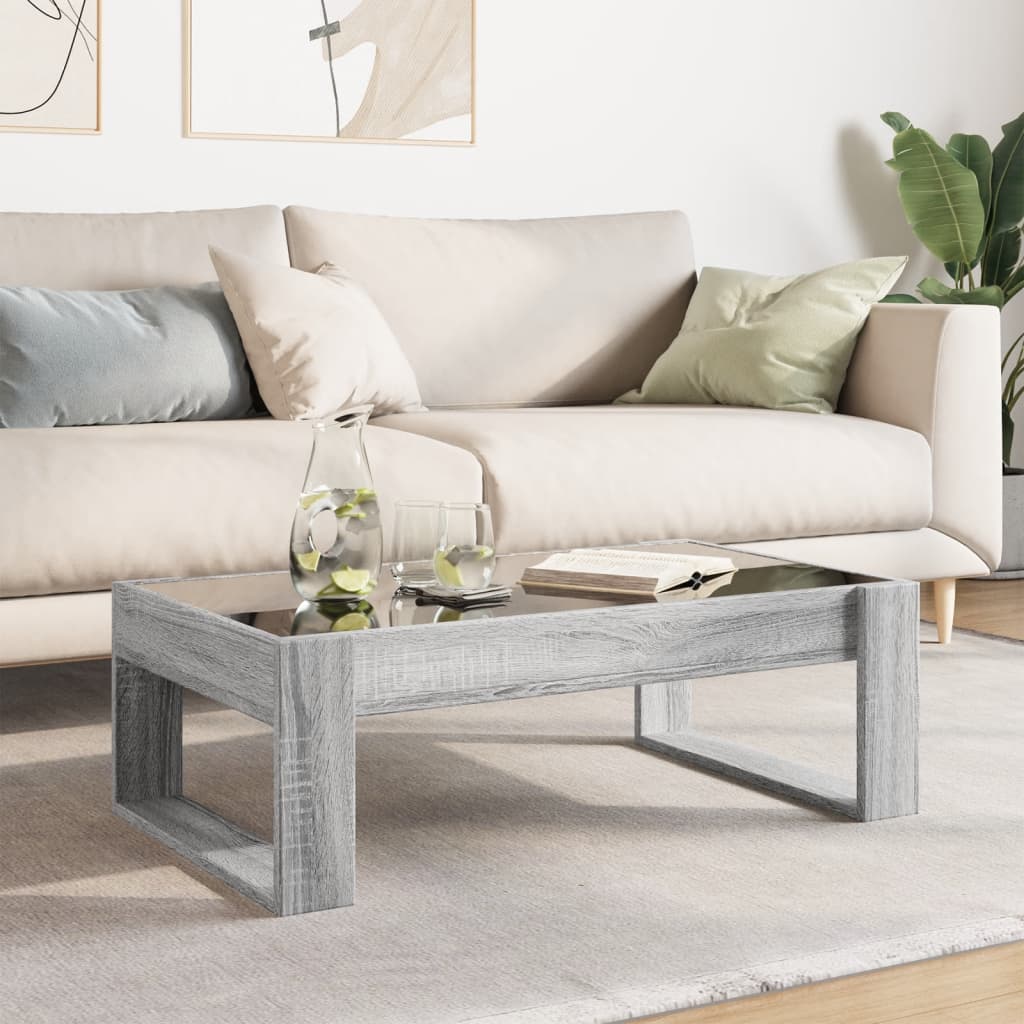 Mesa de centro luzes LED infinity 90x53x30 cm cinzento sonoma
