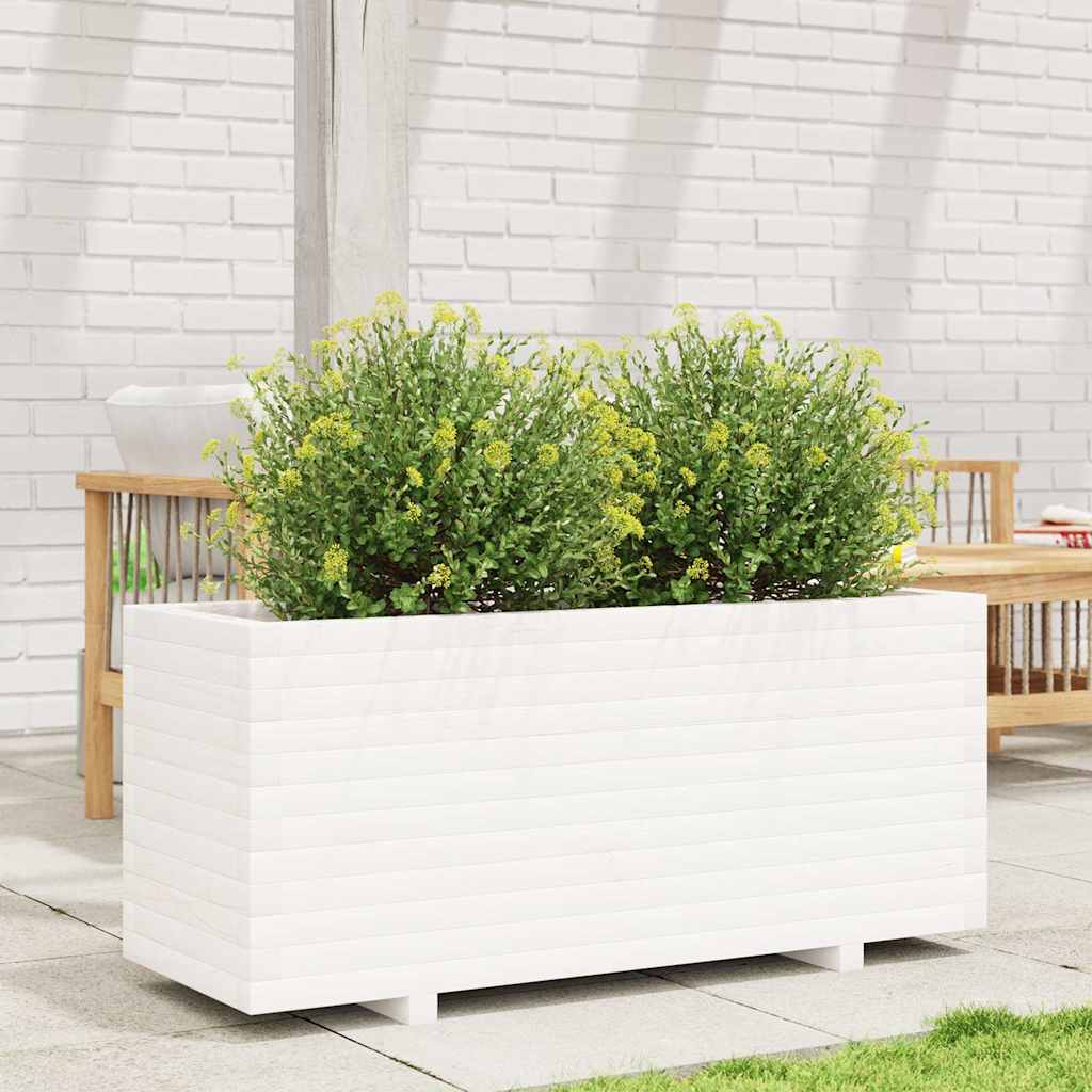 Vaso/floreira de jardim 110x40x49,5 cm pinho maciço branco