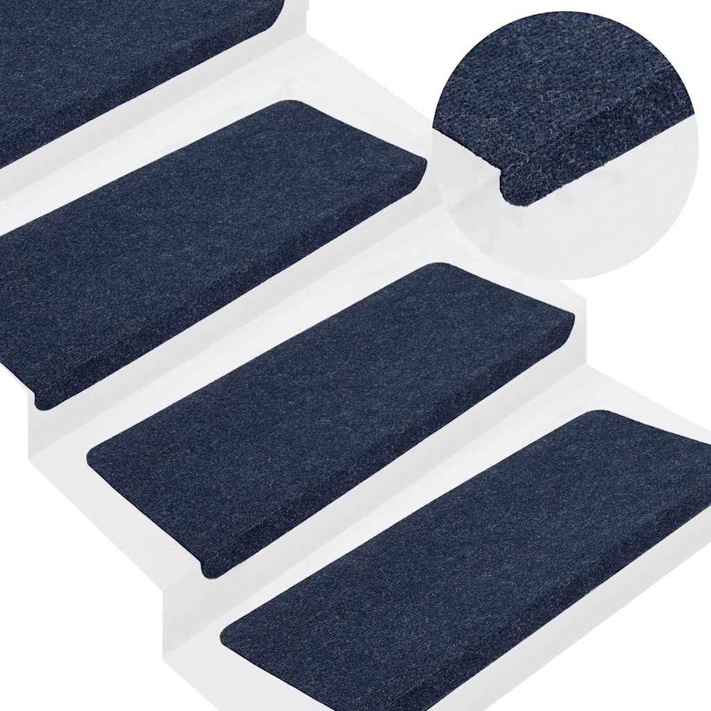 Tapetes de escada adesivos 30 pcs 65x24,5x3,5 cm azul
