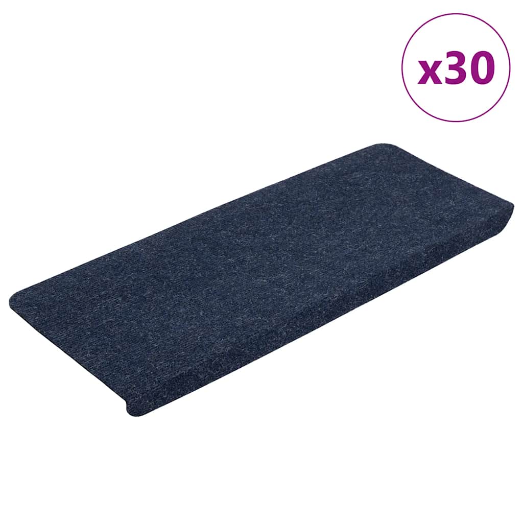 Tapetes de escada adesivos 30 pcs 65x24,5x3,5 cm azul
